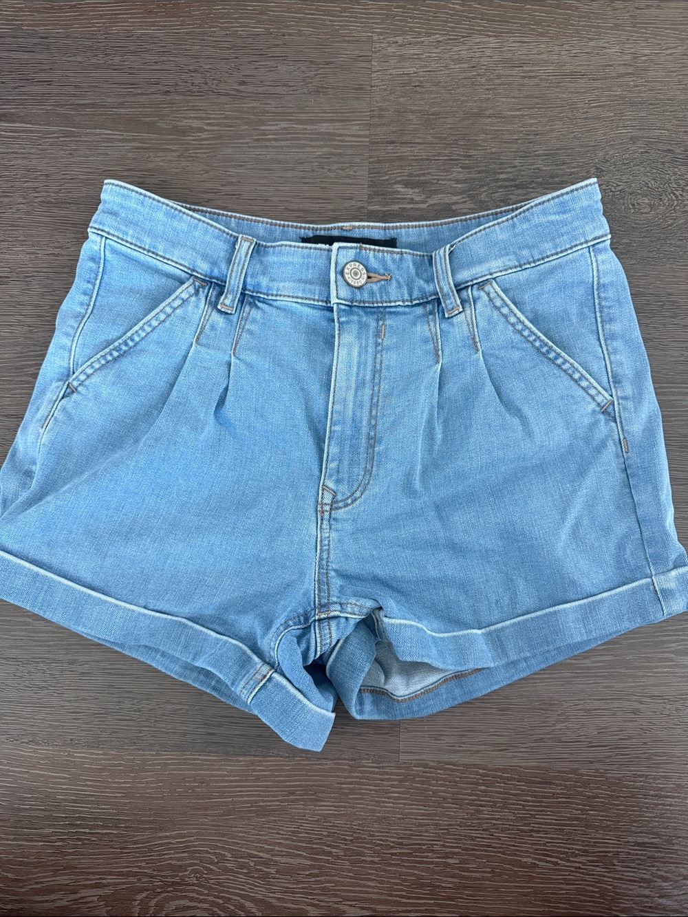 Express Light Blue High-Rise Denim Shorts